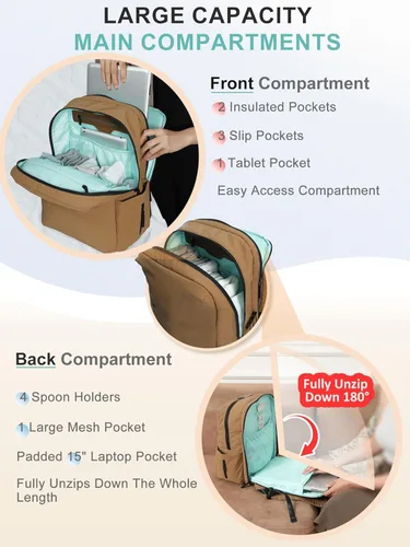 Miniatura 4 de MOMINSIDE Mochila para pañales – Bolsa de pañales acolchada grande – Bolsa de pañales de neopreno acolchada, cambiador grande, 15 bolsillos, ligera