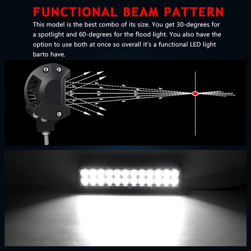 Miniatura 4 de Willpower - Barra de luz LED de trabajo de 12 pulgadas 72 W para camión, automóvil, ATV, todoterreno, 4x4, Jeep Truck luz de conducción