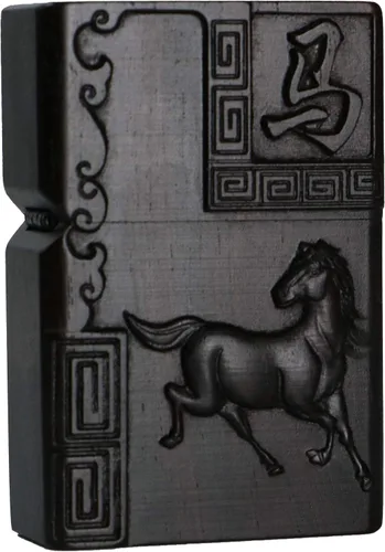 Miniatura 49 de Caja de carcasa de madera de ébano negro natural tallada para módulo Zippo (Serpiente Cobra)