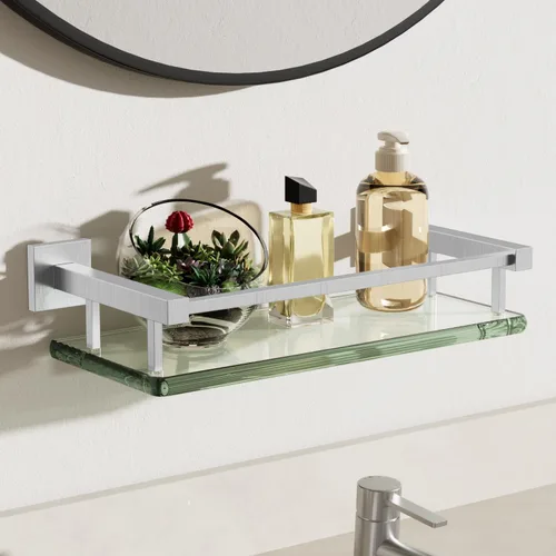 Miniatura 22 de Alise Estantes de baño, estante de vidrio dorado para baño, estantes flotantes modernos, 20 pulgadas Dorado y Negro