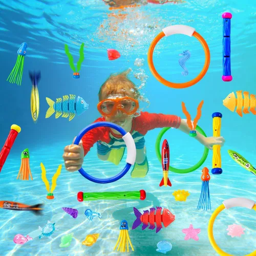 Miniatura 4 de YUJUN 35 piezas de juguetes de buceo y natación para piscina, juguetes de juego subacuático de verano con peces de piscina, varillas de buceo