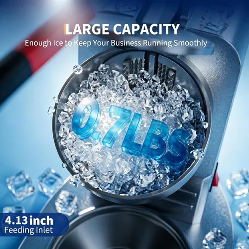 Miniatura 3 de Garvee Trituradora de hielo comercial de 209 libras/h, máquina eléctrica de cono de nieve de 300 W con 4 cuchillas de acero inoxidable, 1450 RPM