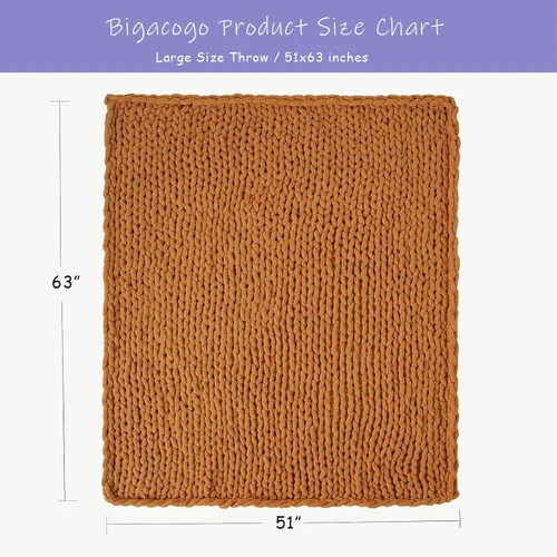 Miniatura 2 de Bigacogo Manta de punto grueso para sofá, 51 x 63 pulgadas, 100% tejida a mano con hilo de felpilla grueso jumbo, acogedoras y suaves mantas grandes