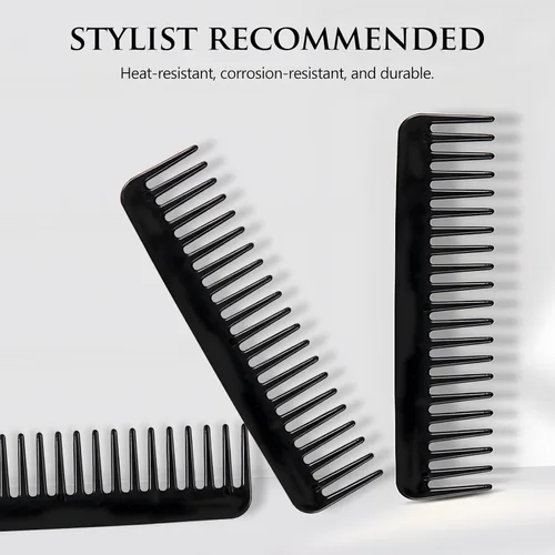Miniatura 2 de Paquete de 3 herramientas para cola de cabello, peine de dientes anchos para cabello rizado, largo y grueso, color negro