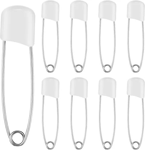 Miniatura 16 de 50 unidades de pines de seguridad para pañales con cabeza de plástico de 5,6 cm, pines de pañal con cierres de bloqueo, acero inoxidable con bolsa