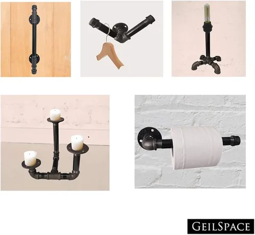 Miniatura 9 de GeilSpace Paquete de 6 Tubos de Metal Gris Precortados de 1/2" × 4" de Servicio Pesado, Acero Industrial que se Adapta a Tuberías y Accesorios