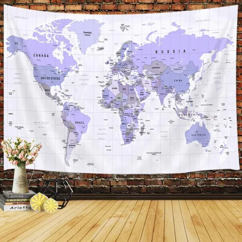 Miniatura 14 de JAWO Tapiz de mapa del mundo, mapa del mundo con países y ciudades principales, tapices de pared para niños y estudiantes, tapiz de mapa mundial