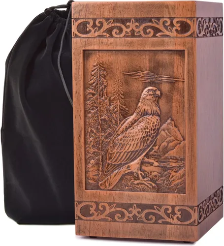 KIMNAG Urna de cremación de madera para cenizas de madera humanas, caja decorativa, urnas funerarias para adultos, hombres y mujeres, con bolsa de