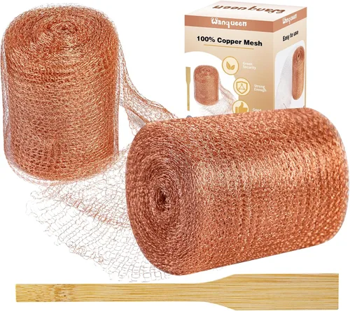 Rollo de malla de cobre para repelente de ratones y ratas, resistente lana de cobre de 5" x 50' para trampa de ratón para control de murciélagos,