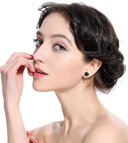 Miniatura 6 de HENGYID Juego de 4 pares de aretes magnéticos de acero inoxidable para hombres y mujeres, con imán de circonita cúbica sin perforaciones, 0.236in