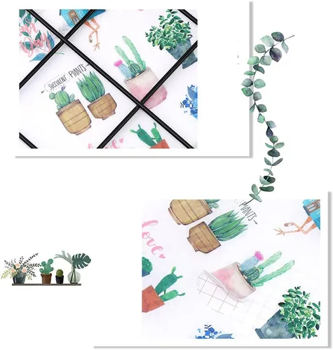 Miniatura 4 de Kawaii - Juego de calcomanías con diseño de plantas verdes y flores, paquete de calcomanías para álbumes de recortes, diario, diario, agenda