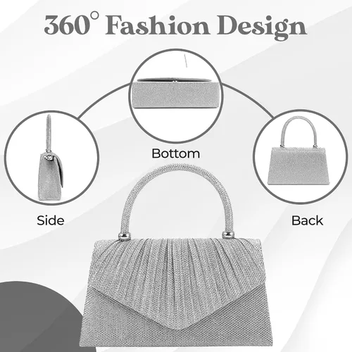 Miniatura 5 de Bolso de noche brillante para mujer, bolso de mano pequeño y brillante para mujer, para boda, fiesta, bolso de hombro para mujer