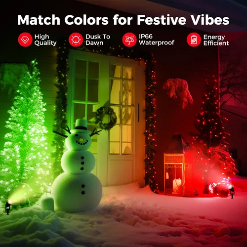 Miniatura 9 de L LOHAS LED Foco Navideño para Exterior, Luces Rojas para Patio, Encendido/Apagado Automático 5W 120V Iluminación de Paisaje para Casa