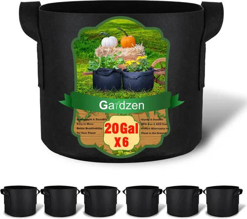 Miniatura 13 de Gardzen - Paquete de 6 bolsas de cultivo de 1 galón, macetas de tela de aireación con asas, macetas de tela resistentes para plantas