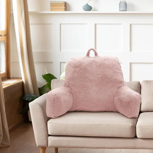 Miniatura 7 de Almohada de Lectura Grande para Cama, Almohada de Respaldo con Brazos, Soporte de Espalda para Sentarse en la Cama, Sofá para Respaldo de Rosa