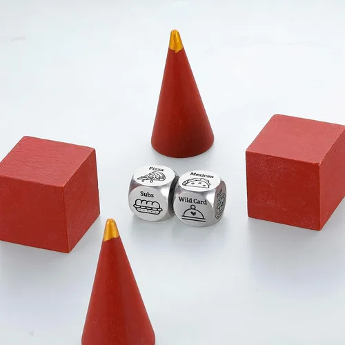 Miniatura 8 de Dados de intercambio de regalos de Papá Noel, 2 piezas de dados de decisión de alimentos, rellenos de calcetines de Navidad, regalos divertidos