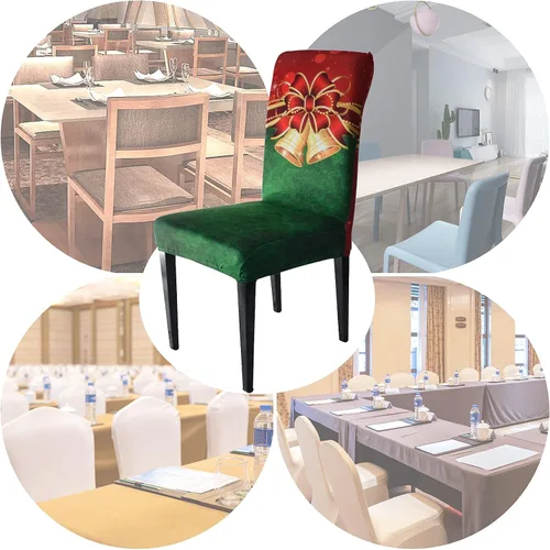 Miniatura 7 de Juego de 6 fundas para sillas de Año Nuevo, fundas protectoras para sillas de comedor de Navidad, decoración protectora de Año Nuevo, extraíbles