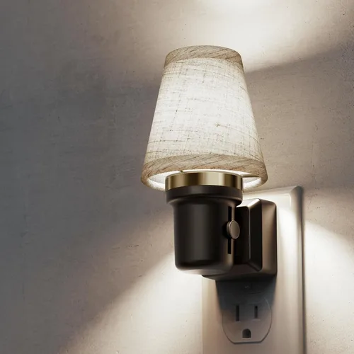 Miniatura 16 de L LOHAS LED Luces Nocturnas Enchufables en la Pared, Luz Nocturna Decorativa de Cilindro de Tela Boho con Borla, Sensor de Crepúsculo a Amanecer