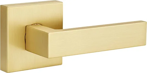 Miniatura 24 de EHOMEWARE 8 paquetes de manijas de puerta interior sin llave en acabado de latón satinado, manija de puerta de armario, palanca de puerta de paso
