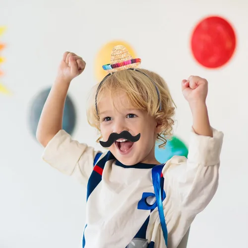 Miniatura 7 de Pasimy Juego de 12 sombreros de fiesta de mini sombrero, bigotes falsos, 6 diademas mexicanas con 6 bigotes para disfraz de Halloween