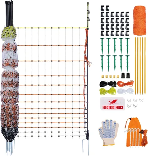 Valla de red eléctrica para aves de corral, 47.3 pulgadas de alto (se puede elevar manualmente a 59.1 pulgadas de alto) x 98.5 pies de largo para