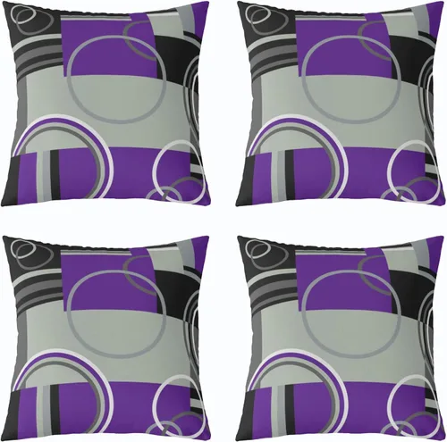 Miniatura 11 de Fundas de almohada geométricas modernas con rayas en rojo, marrón y negro, diseño retro de círculos y remolinos, juego de 4 fundas de almohada de 16