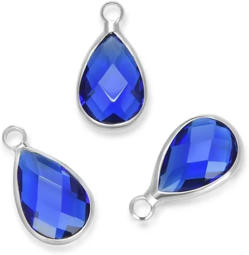 Miniatura 11 de Adabele Colgante de piedra natal de grado A, gota de 0.433 in, 0.551 in y 0.630 in, chapado en plata de ley para aretes personalizados, pulseras