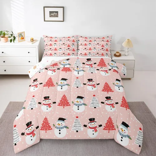Miniatura 10 de Erosebridal Juego de edredón de Papá Noel tamaño matrimonial para niños y niñas, edredón de plumón de Feliz Navidad, juego de ropa de cama