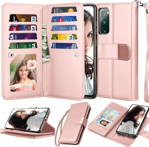 Miniatura 9 de Njjex Funda para Galaxy S20 FE 5G, para Samsung S20 Fan Edition/S20 FE 5G, [9 ranuras para tarjetas] Funda de piel sintética para crédito