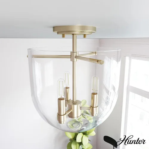 Miniatura 3 de Hunter - Sacha Alturas Gold de 3 luces, luz empotrada de tamaño mediano, regulable, estilo moderno, en forma de urna, para dormitorios, cocinas