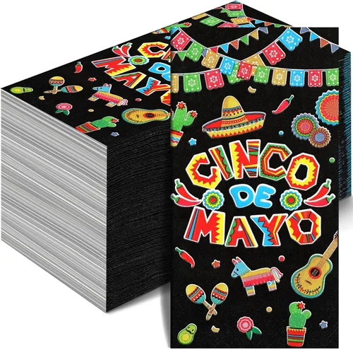 100 servilletas del Cinco de Mayo, servilletas de papel decorativas mexicanas de 3 capas desechables para baño, toalla de mano para invitados,