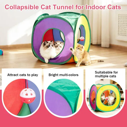 Miniatura 3 de Retro Shaw Paquete de juguetes para gatos, 33 unidades, juguetes interactivos para gatitos de interior, gatos, túnel de juego plegable para gatitos