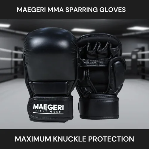 Miniatura 2 de Guantes de entrenamiento híbridos de MMA – Guantes de entrenamiento de palma abierta de 7 onzas con muñequera de 18 pulgadas para agarre, trabajo