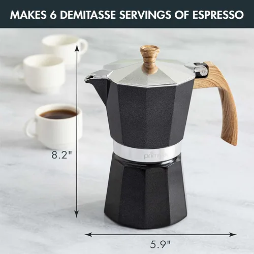 Miniatura 4 de Primula Cafetera espresso de aluminio para estufa, cafetera percoladora para moka, café cubano, capuchino, café con leche y más, perfecta para Negro