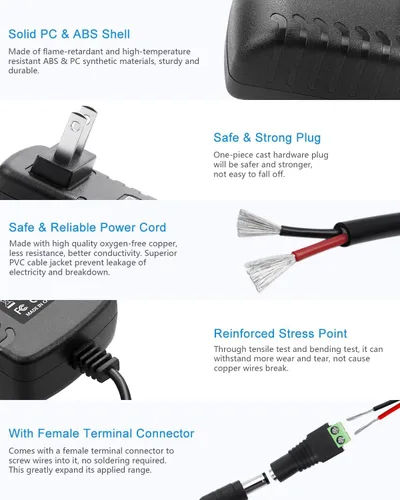 Miniatura 4 de ALITOVE 5V 3A 15W AC 100V ~ 240V a DC adaptador de fuente de alimentación convertidor 5.5X 0.098 in 0.217x0.083 in enchufe para WS2812B WS2811