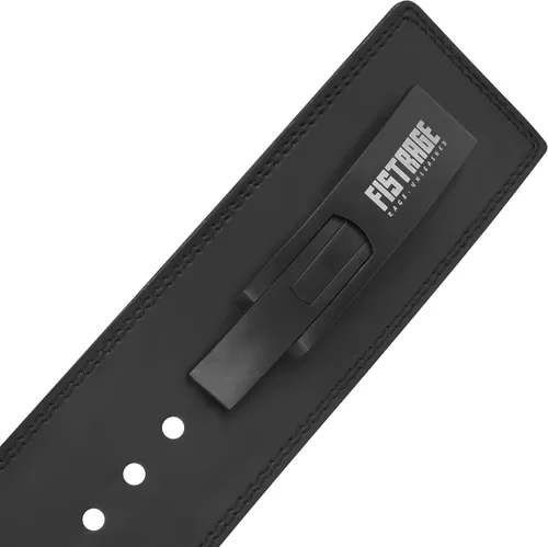 Miniatura 5 de FISTRAGE - Hebilla de palanca para levantamiento de pesas, cinturón de cuero negro, soporte de espalda para hombres y mujeres, entrenamiento físico