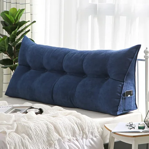 Miniatura 8 de Cojín de almohada triangular copetudo para respaldo, funda extraíble, almohada de lectura, cojín de lectura para cabecero grande para cama, sofá