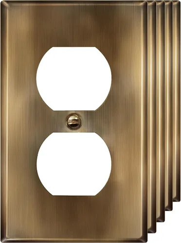 ENERLITES Placa de pared de metal con salida dúplex para receptáculos, cubierta de salida de acero inoxidable, resistente a la corrosión, tamaño