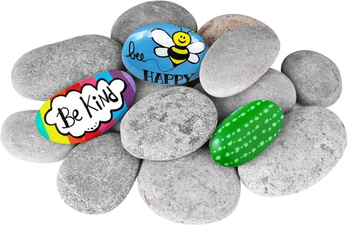 Rocas de río para pintar 15 piezas, rocas grandes de 2 a 3 pulgadas, piedras planas y lisas para pintar, rocas artesanales para pintar para