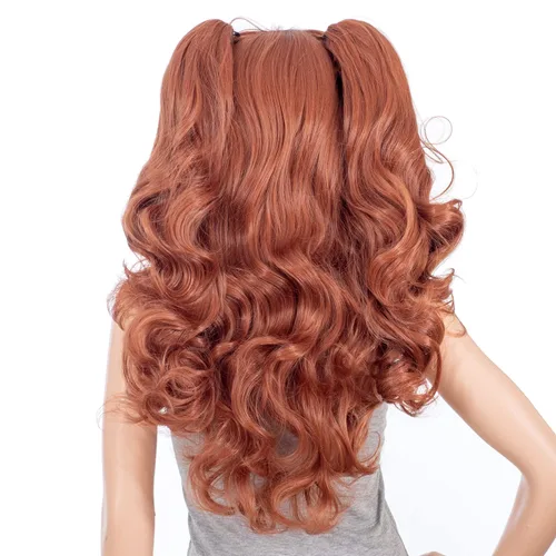 Miniatura 2 de SWACC Peluca larga y rizada de doble garra con clip en cola de caballo sintética pastel colorida para cosplay, peluca de fiesta diaria para mujeres