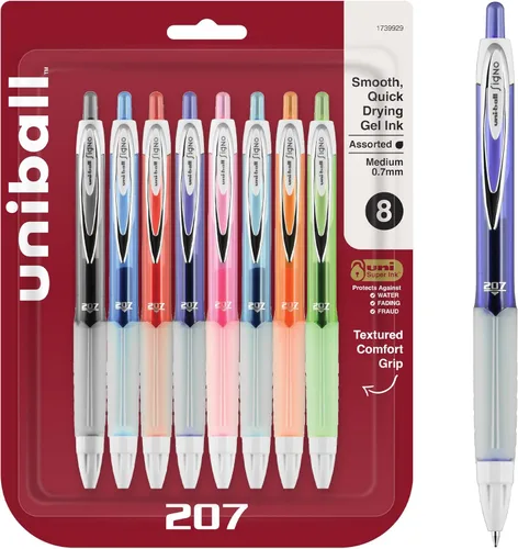 Miniatura 15 de Bolígrafos de gel retráctiles Uni-Ball 207, micro punta (0.5 mm), negro, paquete de 12