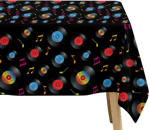 Miniatura 5 de Mantel para decoración de fiesta de discos, 3 piezas desechables con temática retro de los años 50, suministros de fiesta de música rock de los años