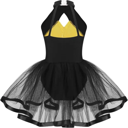 Miniatura 103 de CHICTRY Vestido tutú de ballet con lentejuelas brillantes para niñas y niñas, moderno disfraz de baile latino de jazz