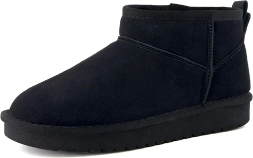 Miniatura 90 de CUSHIONAIRE, Hip 2 - Botas de nieve de gamuza auténtica para mujer, sin cordones, con cómodo forro de piel de oveja sintética + espuma viscoelástica