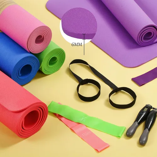 Miniatura 3 de Hoolerry 36 Pieces Yoga Mats Sets Includes 12 Pcs Yoga Mats Bulk 68” x 24” x 6mm Thick Exercise Mat Non Slip 12 Resistance Bands 12 Carrying Straps