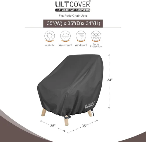 Miniatura 2 de ULTCOVER Funda impermeable para silla de patio – Funda para silla de césped individual para asiento profundo para exteriores que se adapta a hasta
