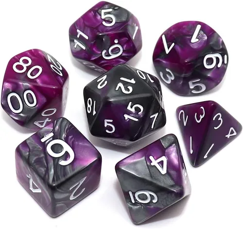 Miniatura 18 de Juego de dados DND de brillo azul y rojo para juegos de rol de Calabozos y Dragones, Warhammer, D&D, juegos de mesa, dados poliédricos Rojo mezclado