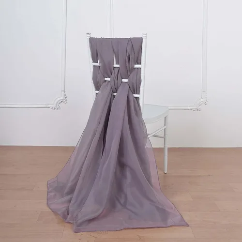 Miniatura 7 de Efavormart - Paquete de 5 bandas de gasa de alta calidad para silla, 22 x 78 pulgadas, amatista violeta, lazos para silla de diseño transparente