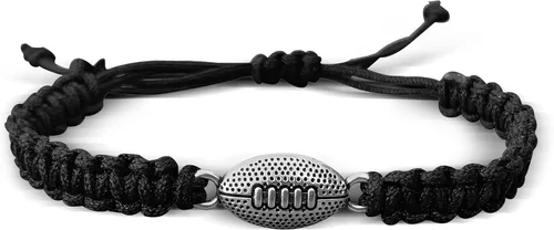 Pulsera de fútbol Sportybella - Pulsera de paracord ajustable con amuleto. Regalos de fútbol unisex Negro
