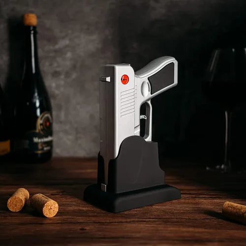 Miniatura 7 de Abridor de vino con pistola eléctrica, sacacorchos, batería recargable, extractor de corcho electrónico de vinos abiertos, regalos únicos de Plateado